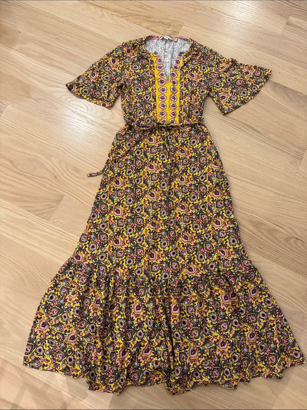 Boden | Yellow and Pink Floral Maxi Dress